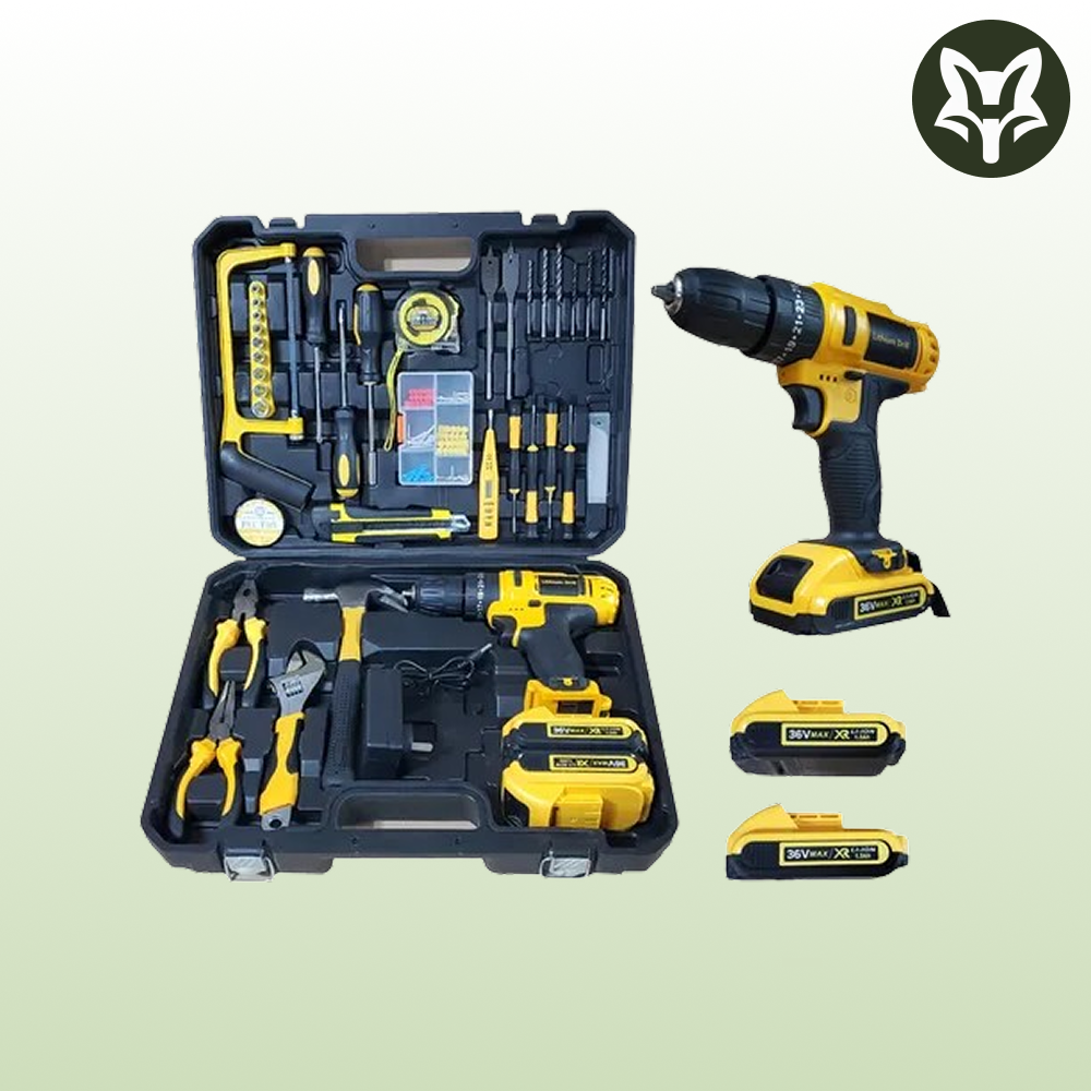 Kit de Herramientas Inalámbricas 118 Piezas – Taladro 21V